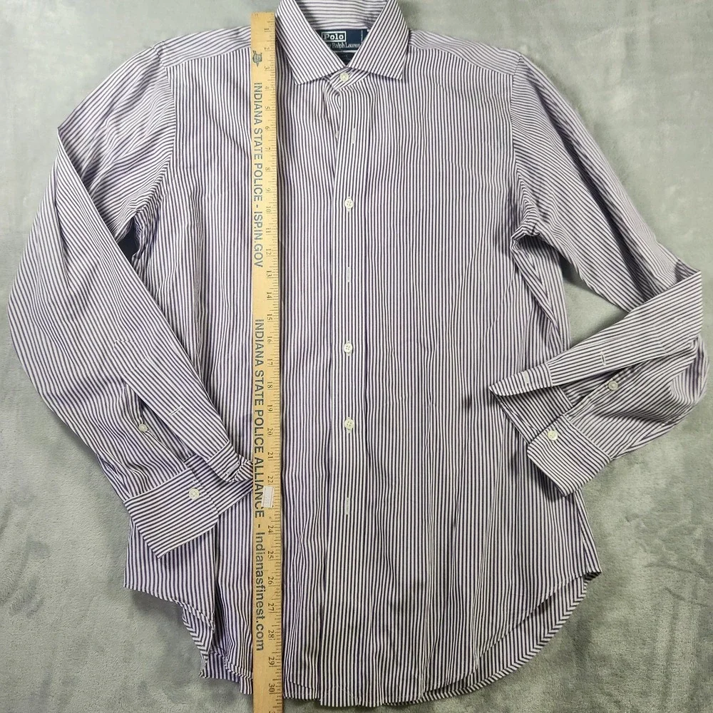 Polo Ralph Lauren Estate shirt Mens 15 32/33 Purple white Stripe‎ Button down